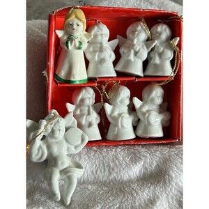 8 Vintage Assorted Porcelain Christmas Angel Ornaments Goebel Tiny Trims